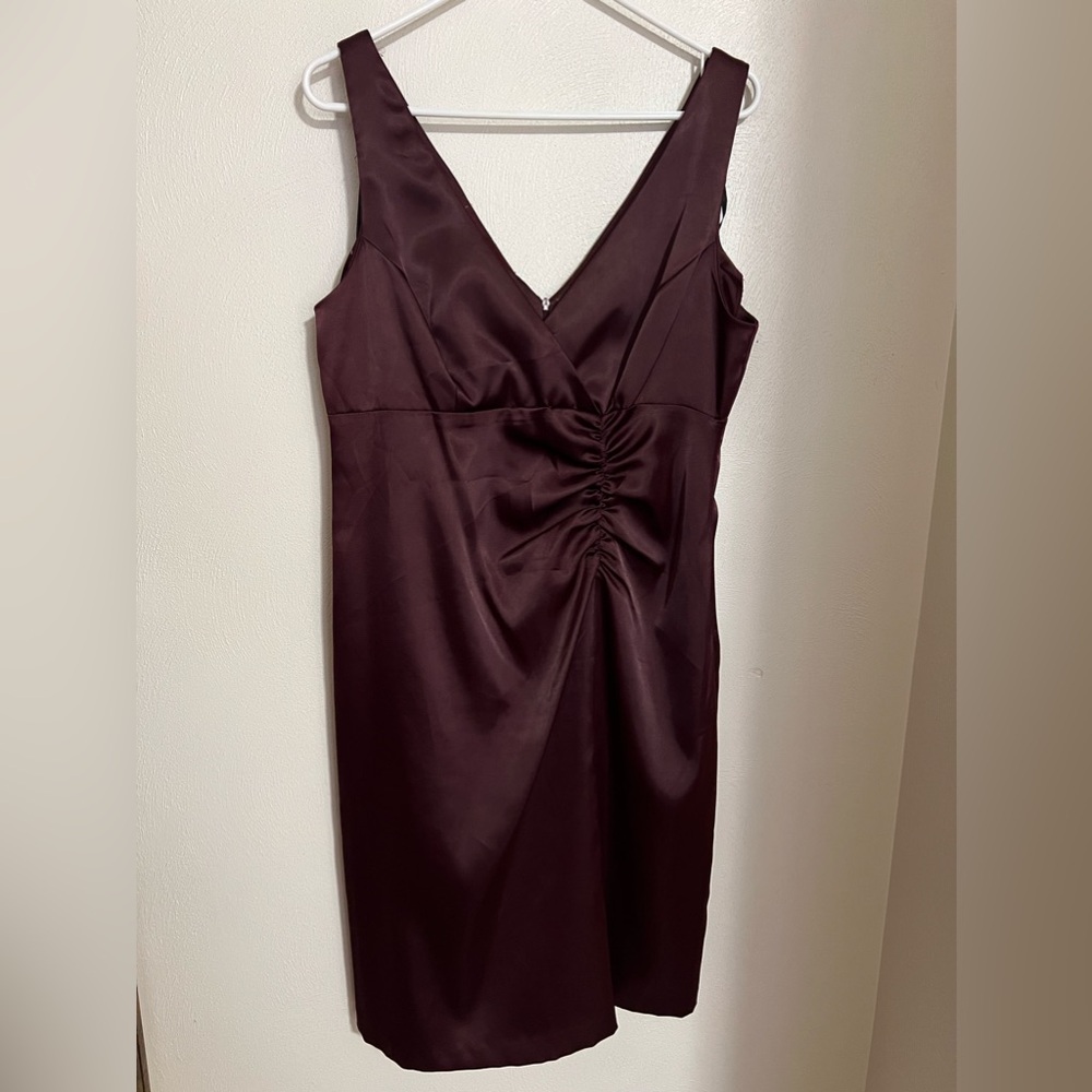 DRESSBARN Satin Semi Formal Dress with‎ Side Ruching Women's Size 12